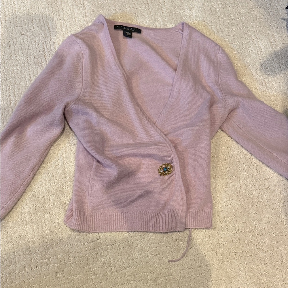 Laundry By Shelli Segal Lilac Cardigan with Decorative Button